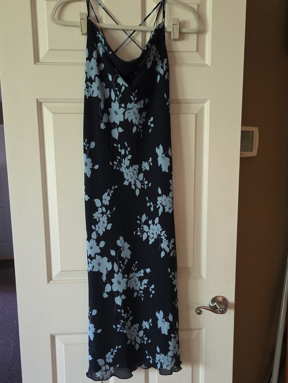 Jonathan martin Navy Slip Dress with Light Blue Floral Accents